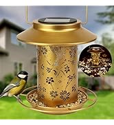 Solar Bird Feeders Outdoors Hanging - Metal Waterproof Outside Wild Bird Feeders Solar Garden Lan...