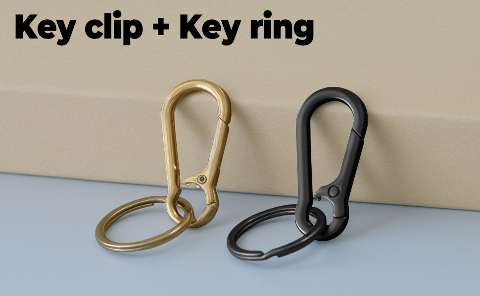 Gold Dark Grey Metal Keychains Keyring Clip