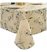 Pioggia Vinyl Tablecloth with Flannel Backing - Waterproof, Oil-Proof, Easy to Clean -Rectangle P...