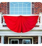 G128 Solid Red Color Pleated Fan Flag | 3x6 Ft | Printed 150D Polyester | Color Fan Flag Decorati...