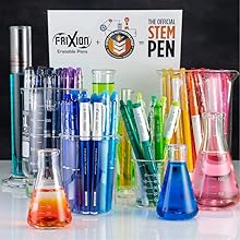 Photo shows FriXion pens in beakers