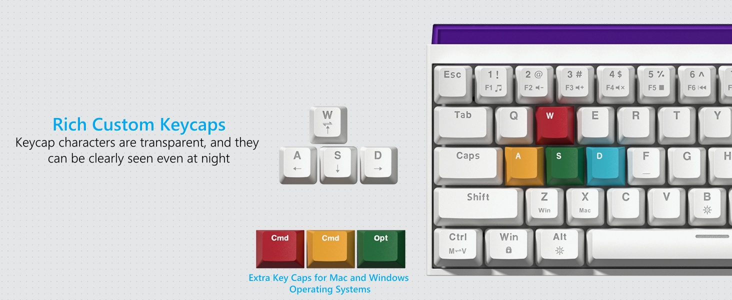 60% Gaming Keyboard with Light Box, Wired RGB Backlit Mechanical Keyboard with MCA Keycaps