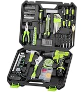 POWKITS Cordless Drill Tool Set: 12V Power Drill Tool Kit with Battery &amp; Charger, 142Pcs Home Han...