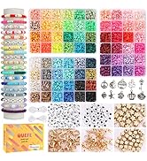 QUEFE 9000pcs, 72 Colors Clay Beads for Bracelet Making Kit, Bracelet Making Kit for Girls 8-12, ...