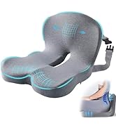 Mosxoed Ergonomic Seat Cushion with Adjustable Strap, Memory Foam Office Chair Seat Cushion with ...