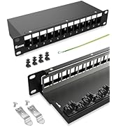 Enmane 12 Port Blank Keystone Patch Panel for Rackmount Shielded 1U10inch Network Patch Panel wit...
