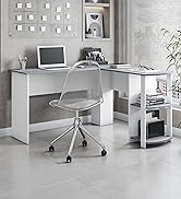 Techni Mobili L Shaped Desk - Modern Computer Desk with Corner Bookshelf &amp; Side Storage Shelves f...