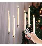 Eywamage Ivory Flameless Taper Candles with Remote, Flickering LED Wax Candlesticks Battery Opera...