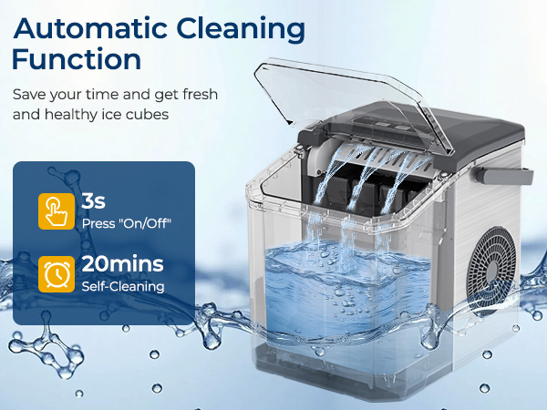 Portable Ice Maker Countertop Automatic Cleaning Function