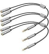 Yumiwoow Headphone Splitter TRRS Headset Adapter Y Splitter Cable Stereo Male to 2 Female Separat...
