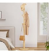 Taitiy Solid Wood Coat Rack Freestanding Coat Tree with 10 Hooks for Bedroom, Livingroom, Entrywa...