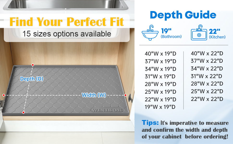 Before ordering, measure the depth and width of your cabinet