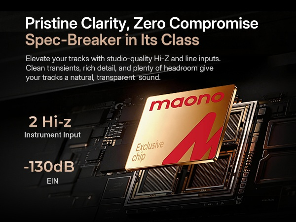 Maono P2 exclusive audio chip 2 Hi-z instrument input -130dB EIN ultra low noise high clarity sound