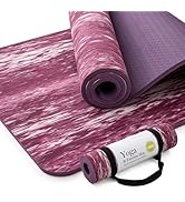 UMINEUX Extra Thick Yoga Mat, 2/5 Inch (10MM), Natural Rubber and TPE Non Slip Yoga Mats with Str...