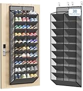 KEEPJOY 20-30 Pairs Grey Over the Door Shoe Organizer, Mesh Hanging Shoe Rack for Door Storage wi...