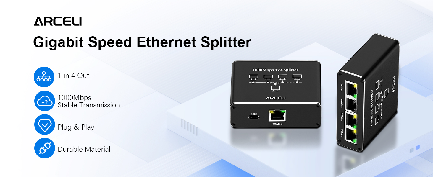 Gigabit Ethernet Splitter 1 to 4