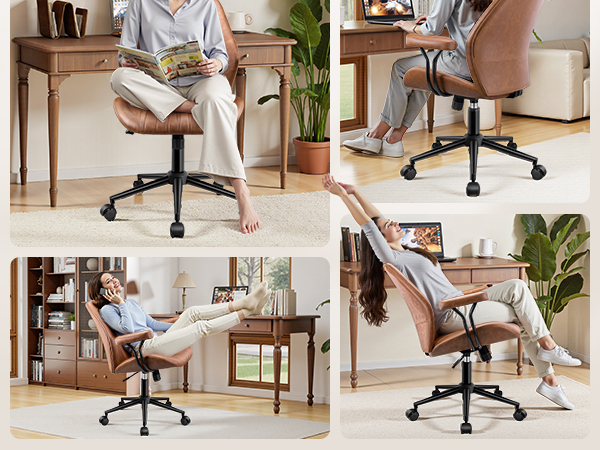 Home Office Desk Chairs with Removable Armrests, Adjustable Height Rocking