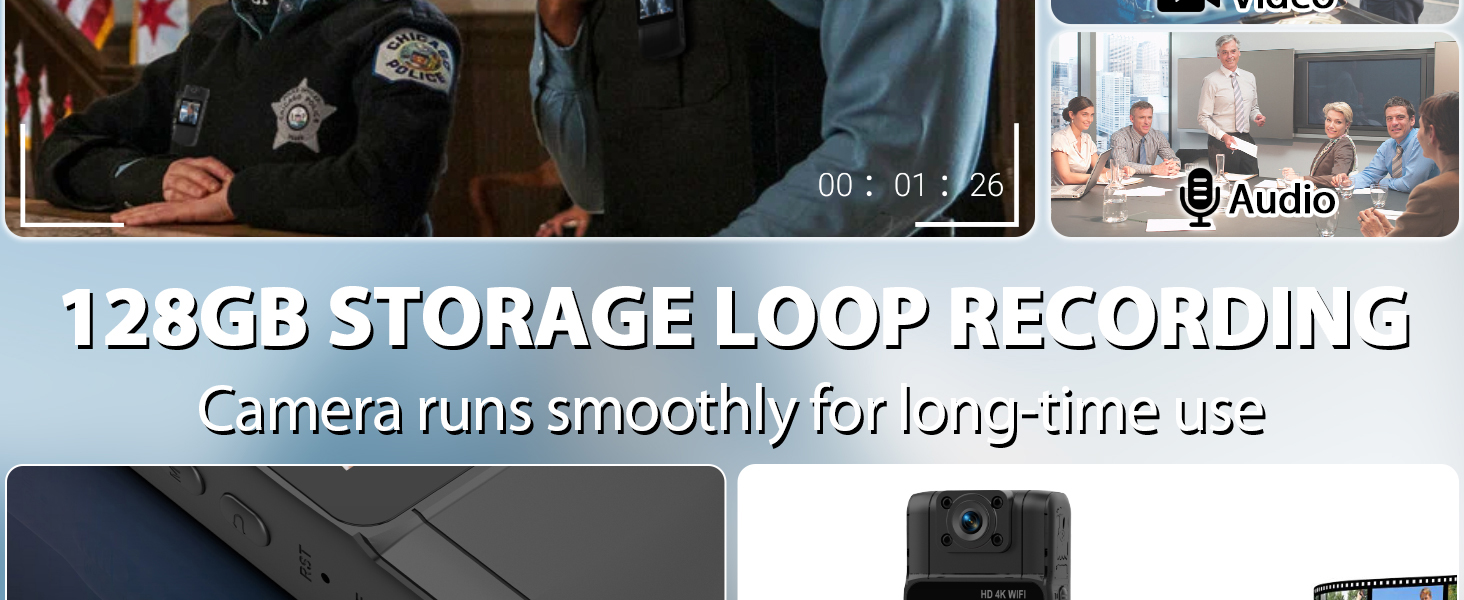 4K Body Camera with Audio and Video Recording