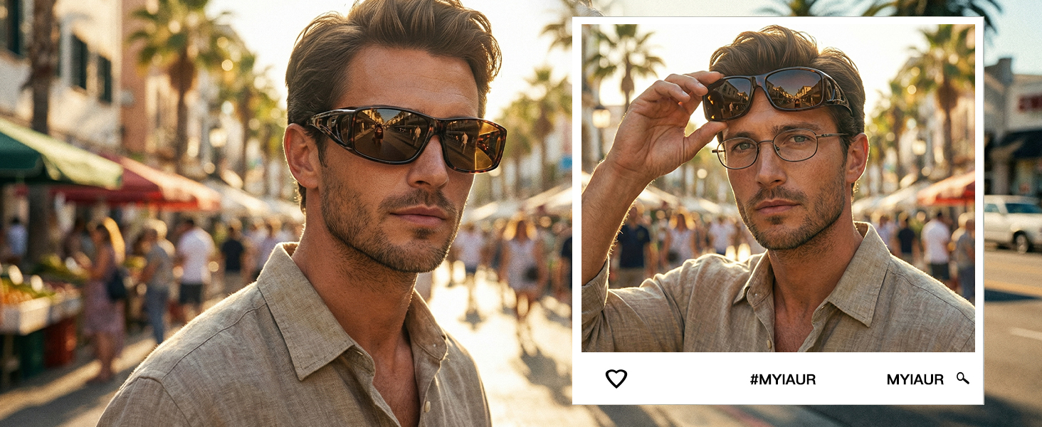Myiaur Over Glasses Sunglasses for Men Women, Polarized Fit Over Sunglasses UVProtection, Anti Glare