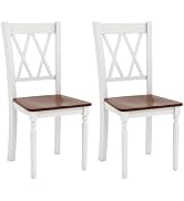 Giantex Dining Room Chairs Set of 2 White, Wooden Farmhouse Kitchen Chairs with Rubber Wood Seat,...
