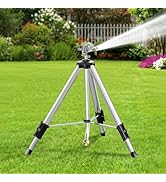 SPECILITE 36”Brass Impact Tripod Sprinkler, Heavy Duty Metal Pulsating Telescoping, Sprinklers fo...