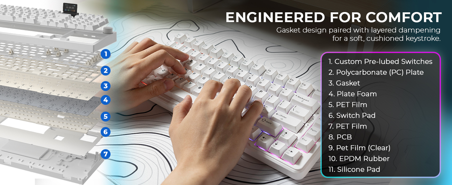 Tecware Ghost 75 premium gaming keyboard RGB wireless mechanical keyboard for PC setup