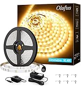 Olafus 16.4ft LED Strip Lights Warm White Dimmable, LED Rope Light Kit 12V Flexible Under Cabinet...