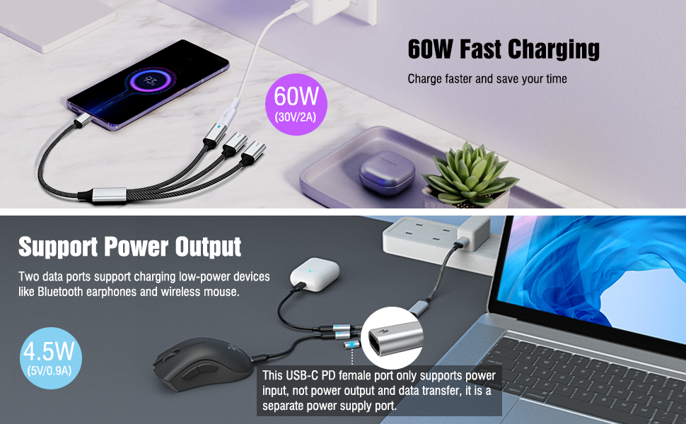usb-c splitter adapter y cable