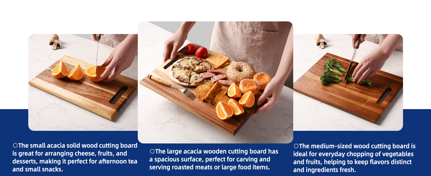 3-piece Acacia Wooden Cutting Board Set for Kitchen