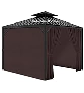 aonear Gazebo Privacy Curtains 10' x 10' with Zipper 4-Panels Side Wall Universal Replacement for...
