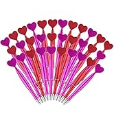 PLULON 32Pcs Valentines Heart Shaped Pens Novelty Ballpoint Pens 1 mm Black Gel Ink Rollerball Pe...