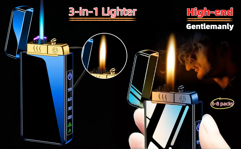 Butane Torch Open Flame Plasma Dual Arc 3-in-1 Lighter