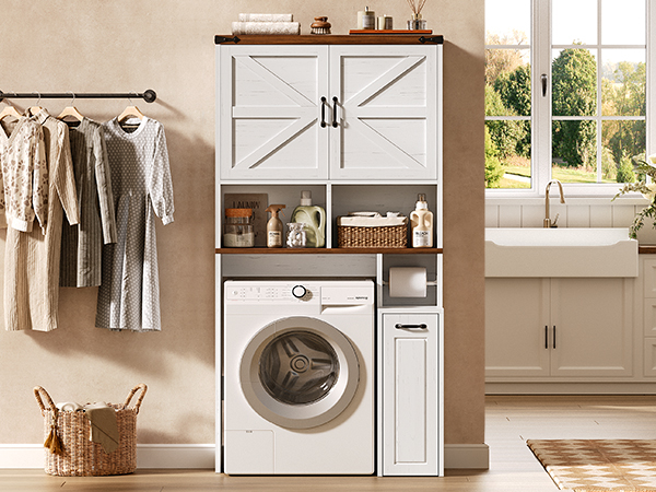Over The Toilet Storage Cabinet with Pulley Small Bathroom Storage Cabinet