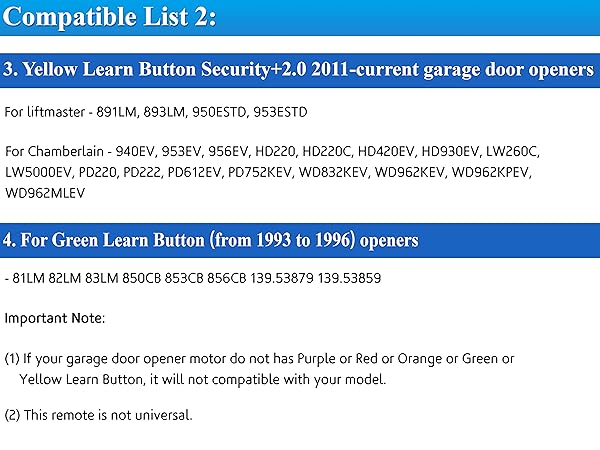 890MAX Garage Door Remote Control