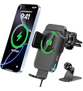 bokilino Wireless Car Charger, 15W Fast Charging [Auto Clamping] [Auto Alignment] Phone Holders f...