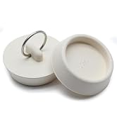 2 Pcs White Rubber Drain Stopper Fits 1-5/8 Inch to 1-3/4 Inch, Bathtub Drain Plug with Hanging R...