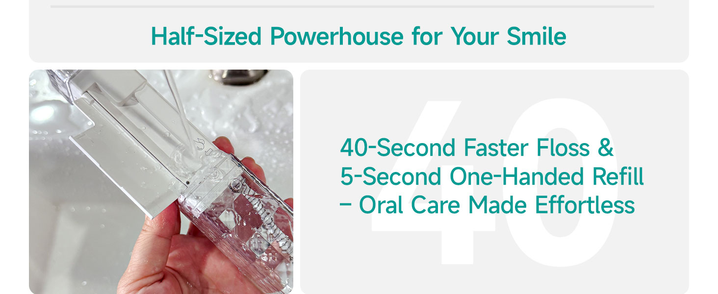 Portable Water Flosser Cordless-5-Second One-handed Refill