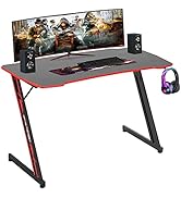 RROCOSIA Large Gaming Desk Z Shaped 47 inch Home Office Gaming Table PC Computer Desk with Headph...