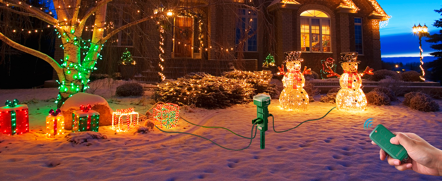 outdoor plug for christmas lights light timer stake