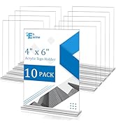 EHWINE 10 Pack Acrylic Sign Holder 4x6, Double-Sided Stand up Table Top Sign Holders, Clear Acryl...