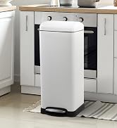 happimess HPM1007A Betty Retro 8-Gallon Step-Open Garbage Can with Soft Close Step, White