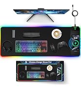 Magnetic Charging Mouse Pad, 31.5x11.81 Inch XL Gaming Mousepad, 11+5 RGB Lighting Modes, Home Of...