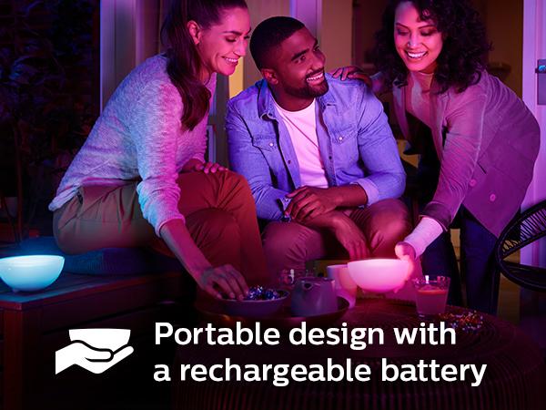 Portable design wit a rechargeable battery