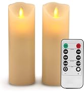Eloer Flameless Candles, 2 Pack LED Pillars Include Realistic Flickering Flames and 10-Key Remote...