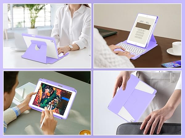 iPad 10.2/10.5 Rotating Keyboard Case - Purple-7-1