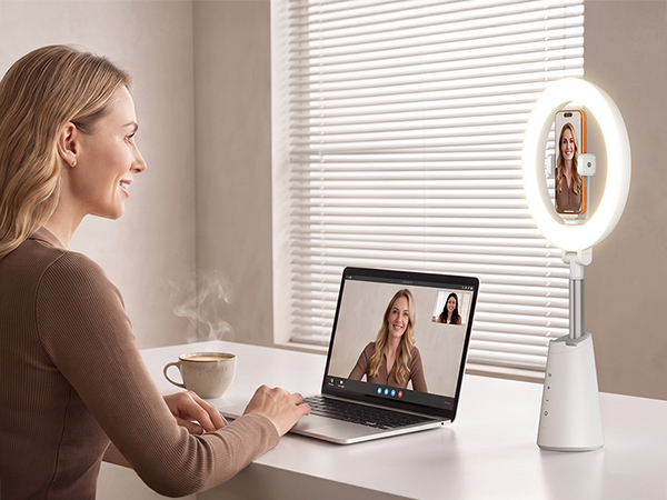 Ring Light for Makeup and Video Recording, Desk Ring Light with Stand and Phone Holder