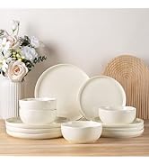 TheTerra Ceramic Dinnerware Sets for 4, 12 Pieces Porcelain Lightweight Plates and Bowls Sets, Sc...