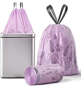 13 Gallon Trash Bags with Lavender Printed &amp; Drawstring, Tear-Resistant Tall Kitchen Garbage Bags...