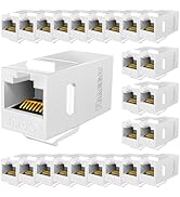 PBAEGAV CAT6 RJ45 Keystone Couplers,25 Pack White UTP Ethernet Keystone Jack Female to Female for...