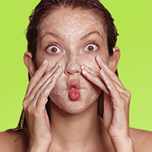 Woman using scrub